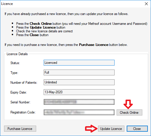 MethDa-screenshot-check-online-update-licence